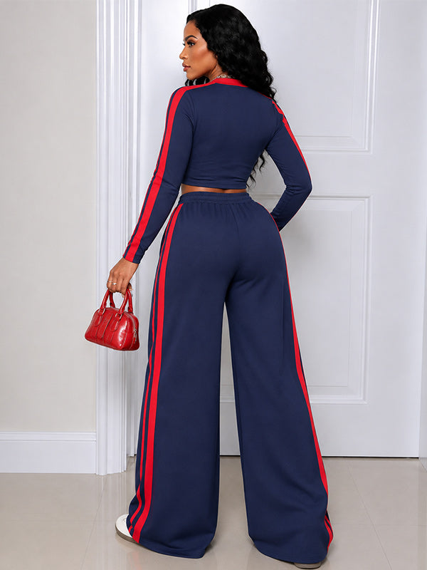Side-Stripe Tee & Wide-Leg Pants Set
