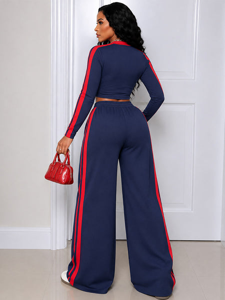 Side-Stripe Tee & Wide-Leg Pants Set