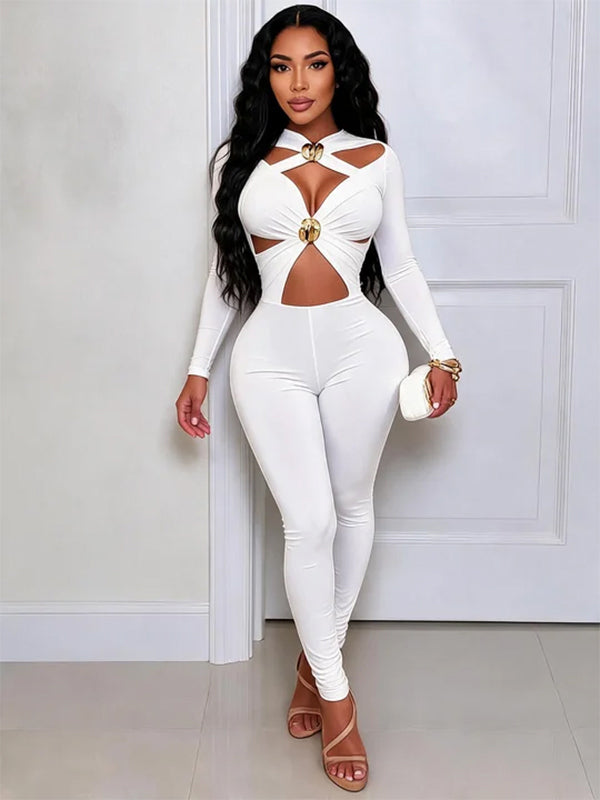 Morchique Solid Cross Cutout Jumpsuit