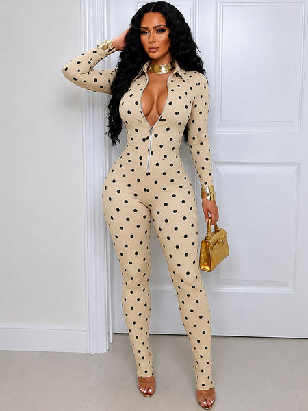 Printed Zip Front Jumpsuit