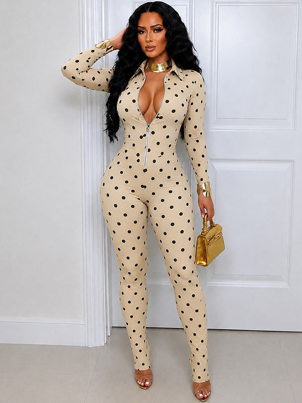 Printed Zip Front Jumpsuit