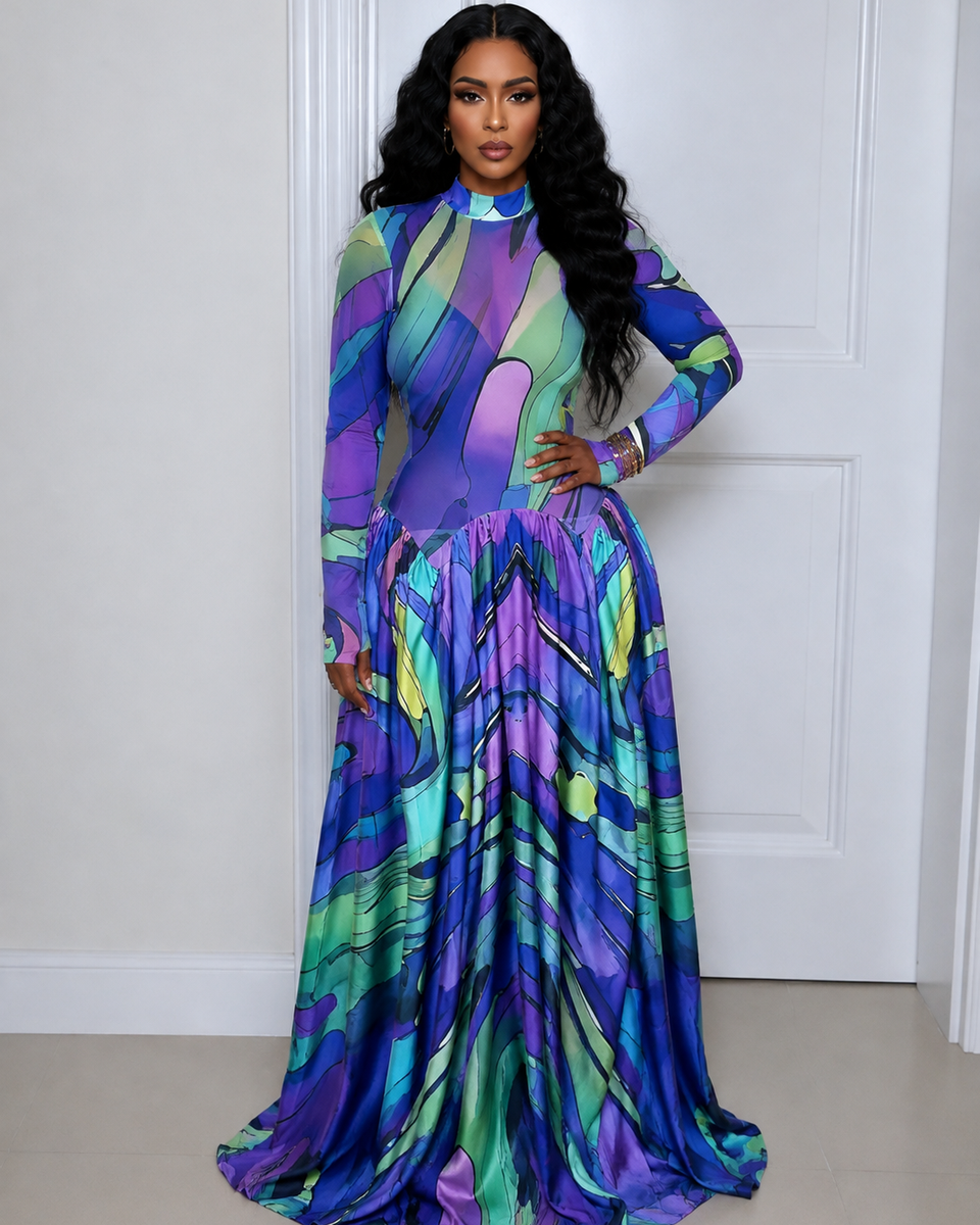 Printed Combo Maxi Dress