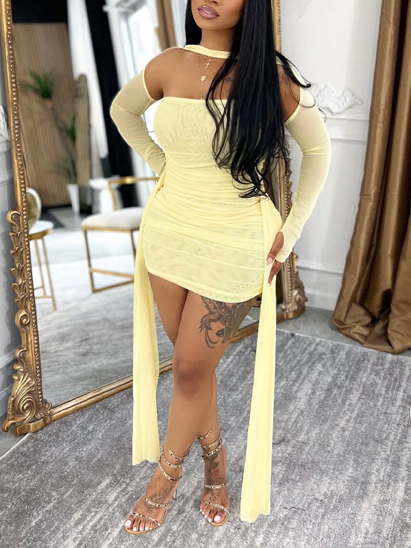 Halter Strapless Draped Dress