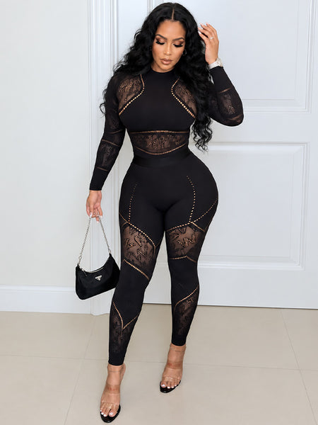 Lace Combo Skinny Jumpsuit