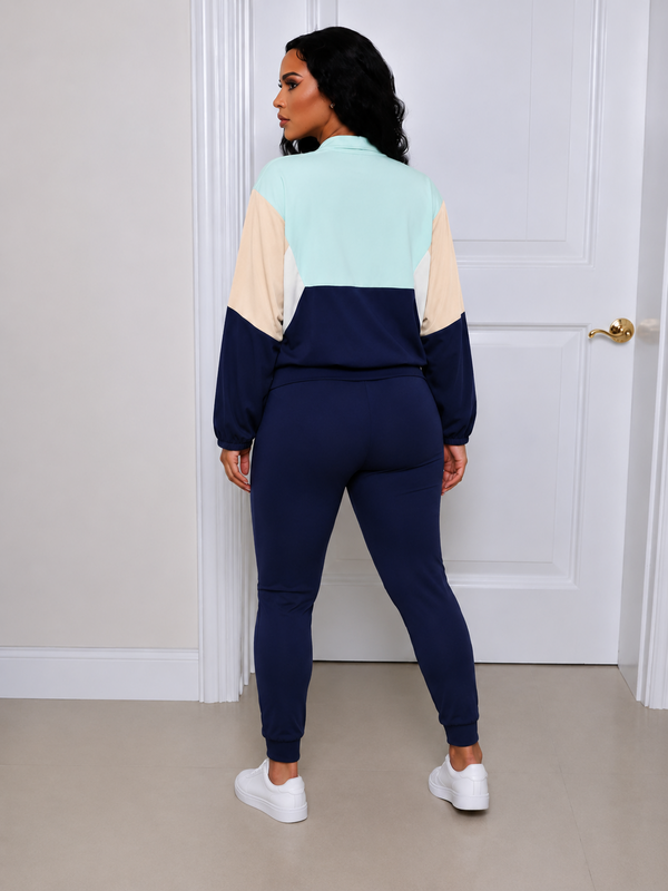 Colorblock Zip Top & Pants Set