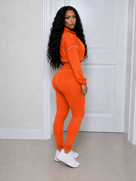 Stripe Zip-Front Jacket & Pants Set