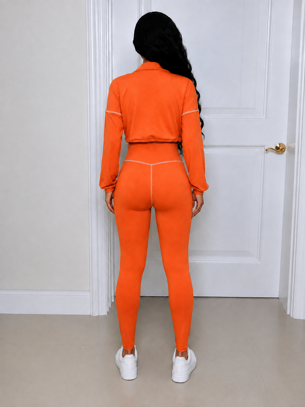 Stripe Zip-Front Jacket & Pants Set