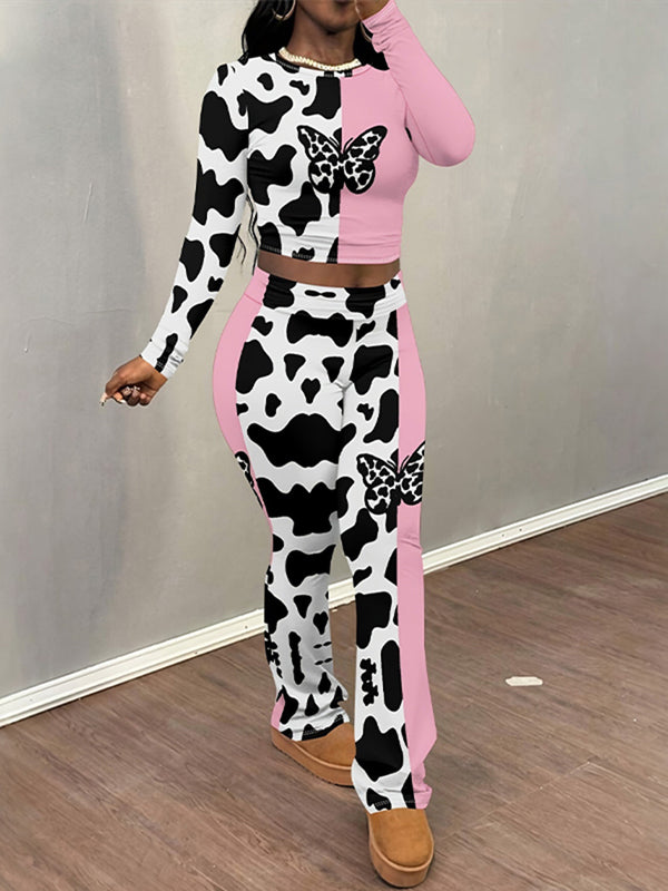 Printed Top & Flare Pants Set