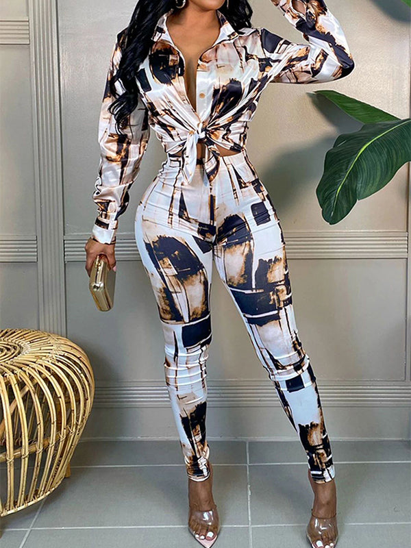 Printed Shirt & Skinny Pants Set