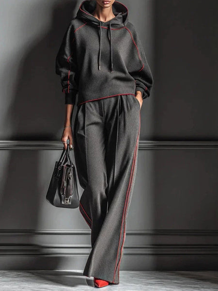 Striped Hooded Sweatshirt & Pants Set