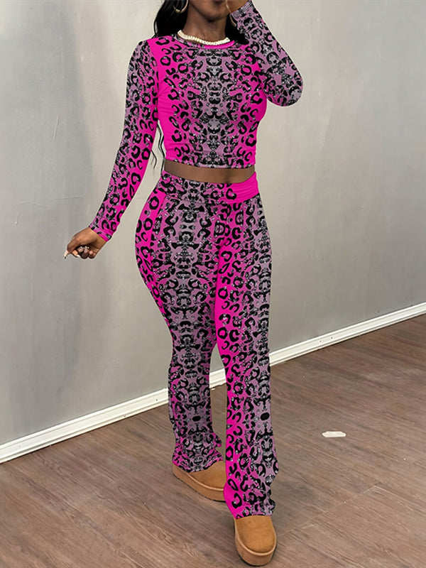 Printed Top & Flare Pants Set