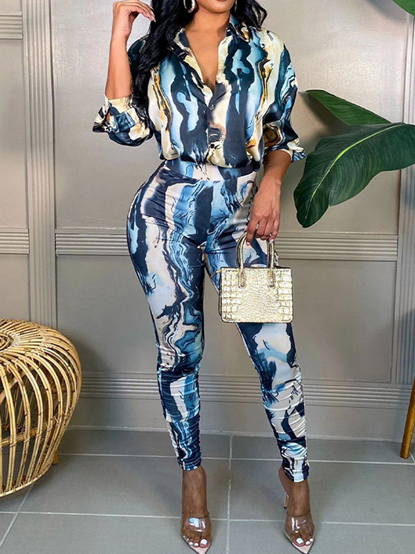 Printed Shirt & Skinny Pants Set