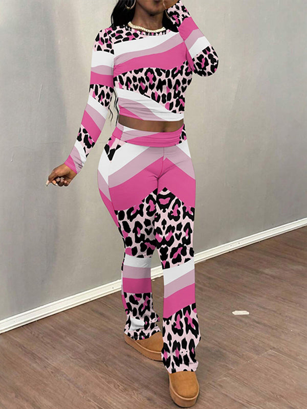 Printed Top & Flare Pants Set