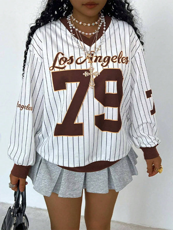 Printed V Neck Sweatshirt