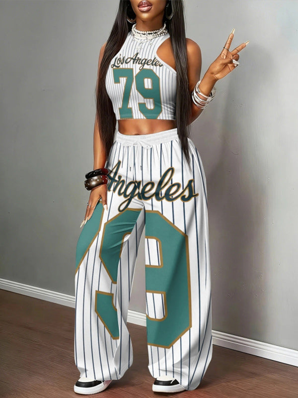 Printed Tank Top & Wide Leg Pants Set