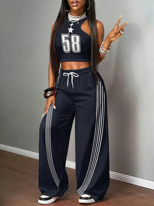 Printed Tank Top & Wide Leg Pants Set