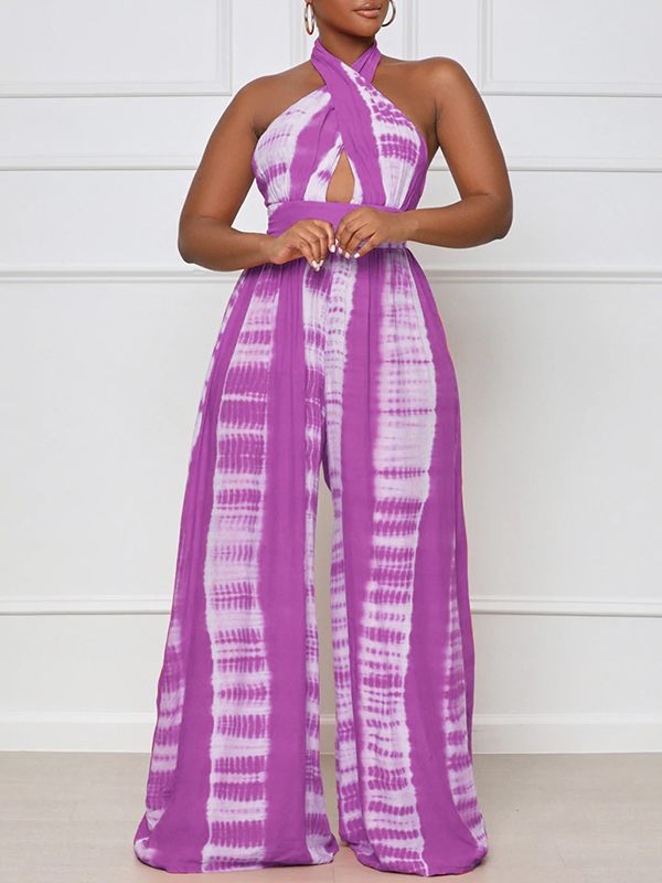 Morchique Printed Halter Wide-Leg Jumpsuit