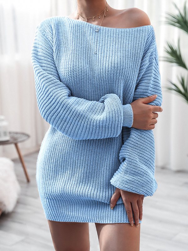 Boat-Neck Knit Dress