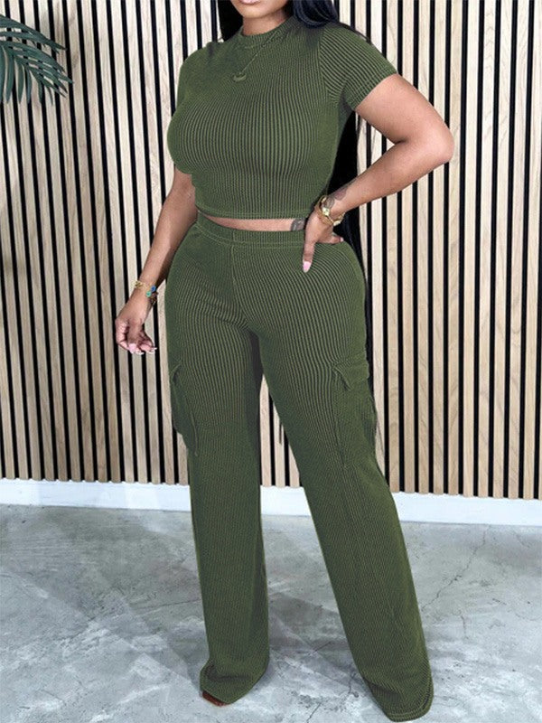 Morchique Solid Tee & Cargo Pants Set